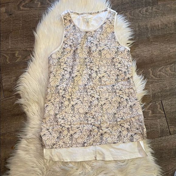 Rag and Bone White Tank Black Silk Patterned Tank - Picture 1 of 6